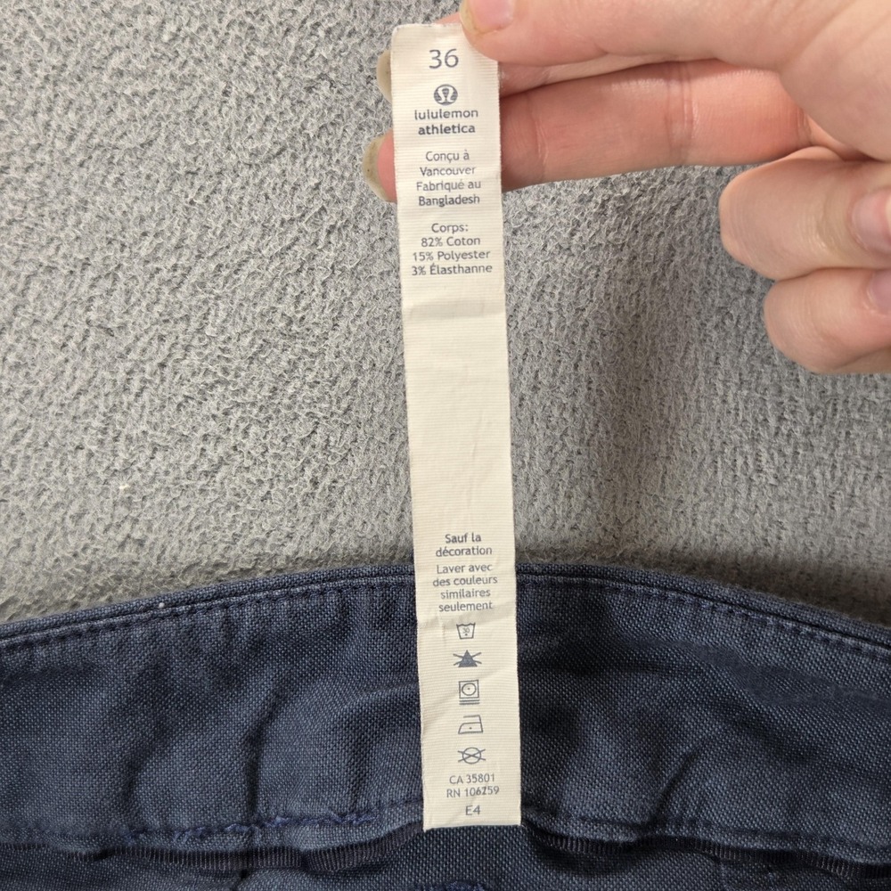 Lululemon Shorts Mens 36 Gray Commission Chino Canvas Casual Stretch - Picture 6 of 8